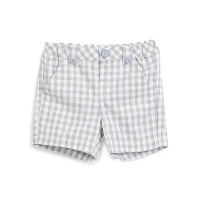 Boys Medium Grey Checkered Short Trousers